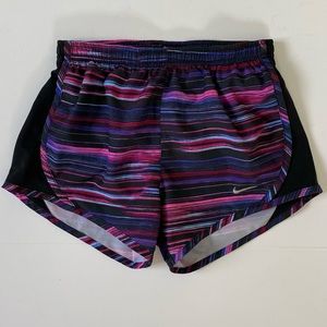 Nike Shorts Size Medium Tiempo Black Pink Purple Stripes Running Athletic EUC